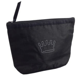 Black color silk bag with crown embroidery
