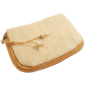 Small hemp bag with zipper closure for key chain